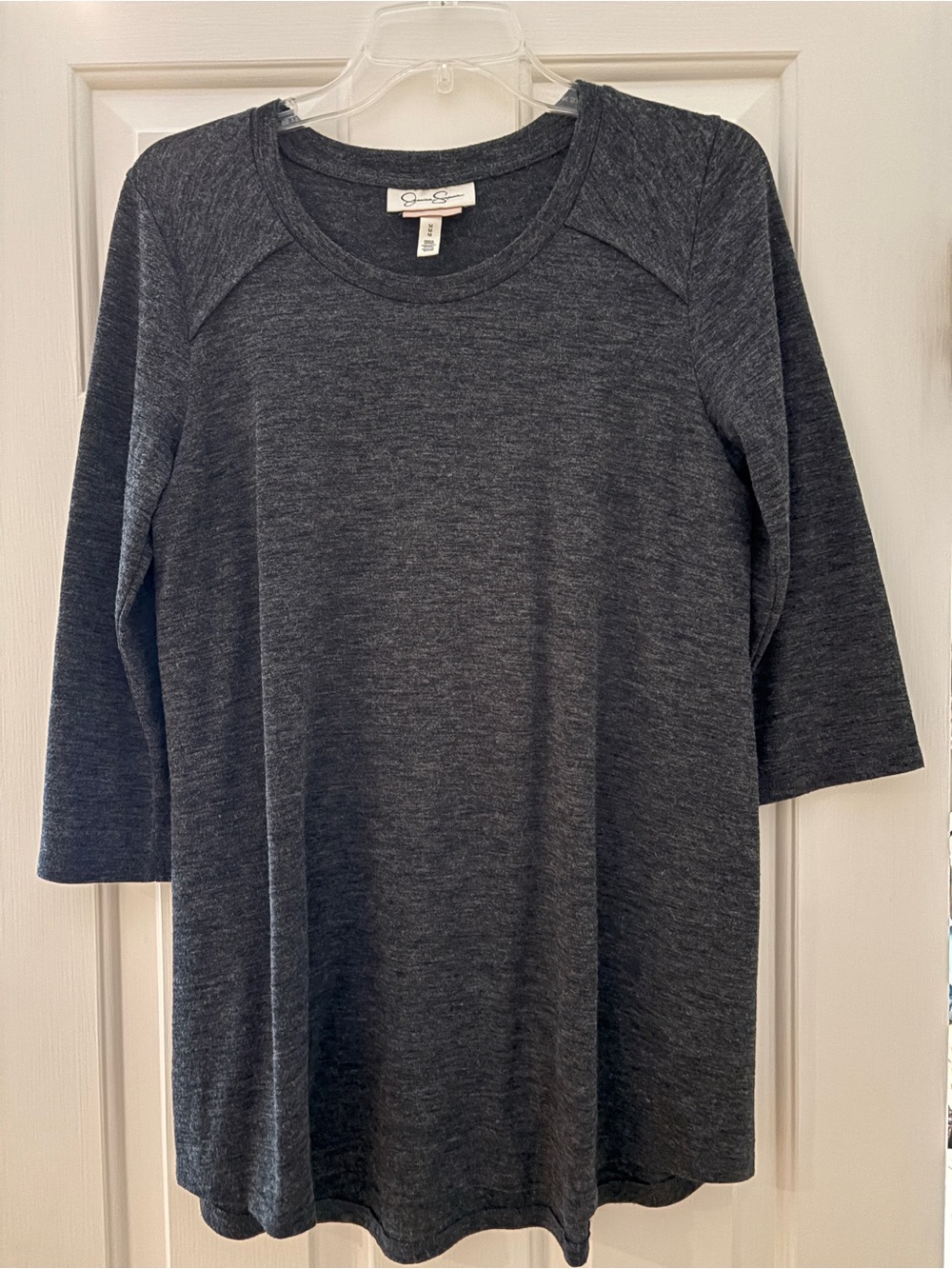 Jessica Simpson Dark Charcoal Heather 3/4 Sleeve Nursing Top